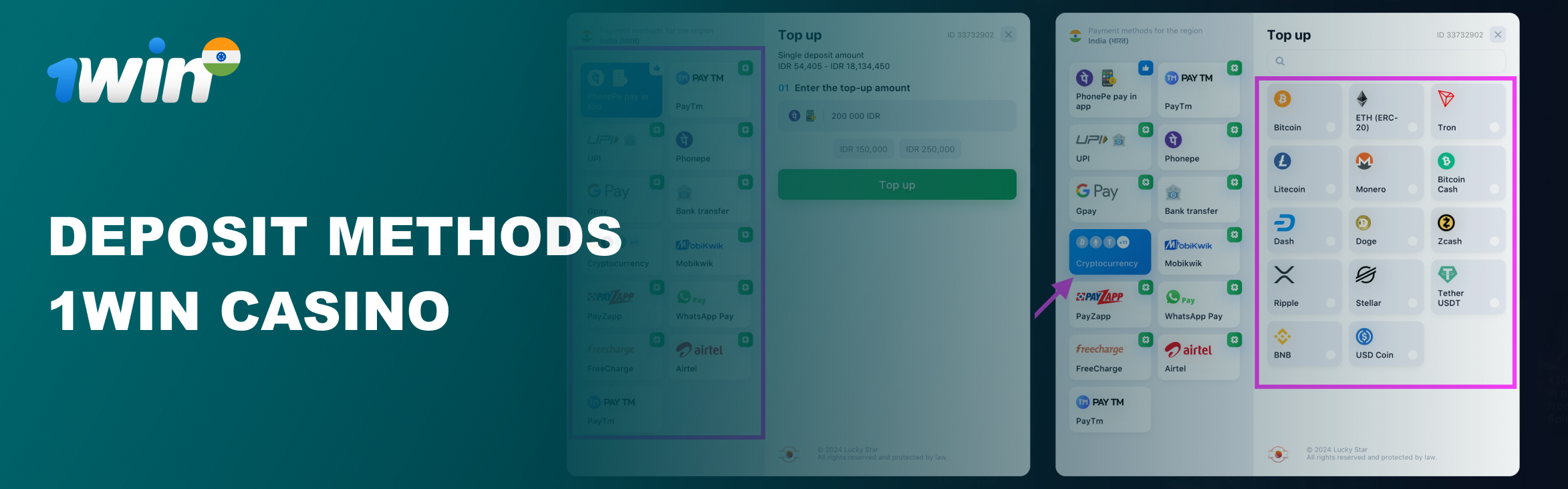 1win Deposit Methods